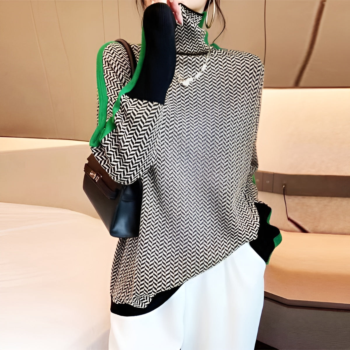 Vera™ | Col Montant Rayure Couture